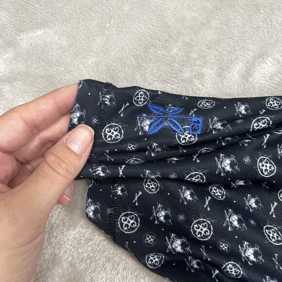 G/Fore G4 Golf Shirt Performance Polo Sketch Skull & Tees Print Black Men's L - Picture 4 of 9